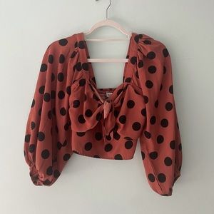 Cropped poke a dot blouse
